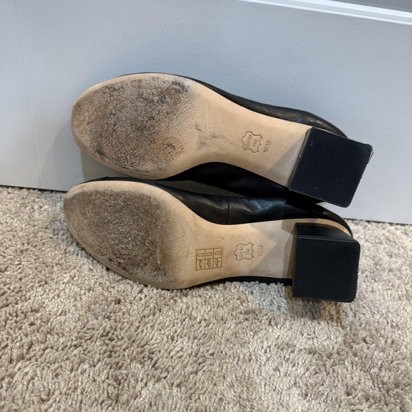 Tory Burch Shoes Womens Size 9.5 Black Amy Pump Cap Toe Block Heel Logo - Picture 8 of 13